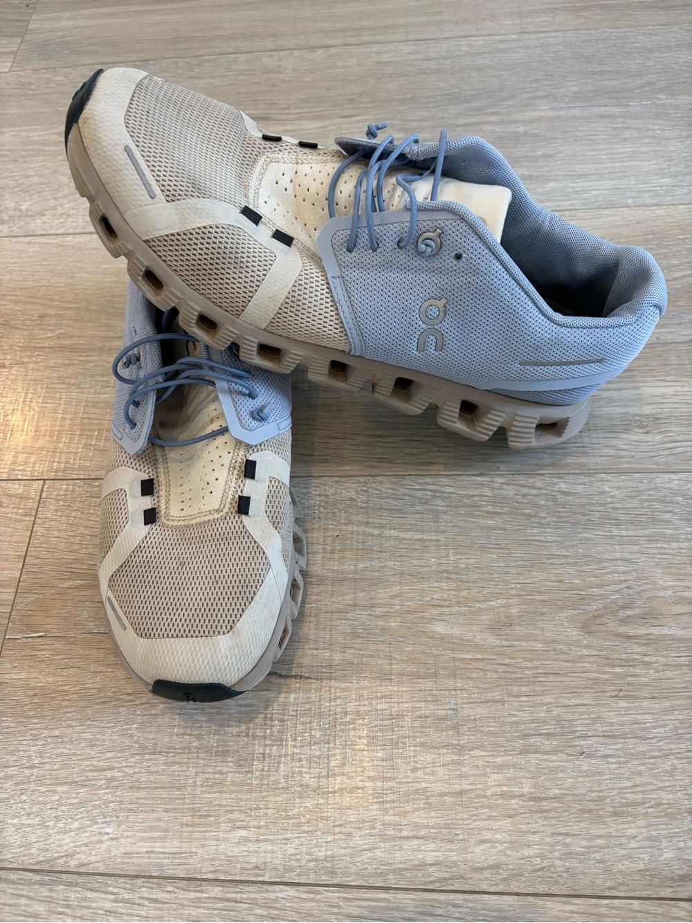 On Running Women's Cloudswift Sneakers in Light Gray and Pale Blue